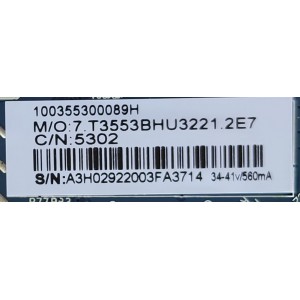 MAIN FUENTE PARA TV ATVIO / NUMERO DE PARTE 100355300089H / CV3553BH-U32 / 7.T3553BHU3221.2E7 / 5302 / A3H02922003FA / MODELO ATV3215LED 	